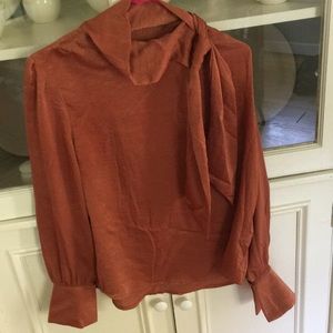 Rust colored silk blouse